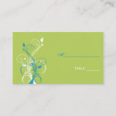 Aqua Blue, Green, and White Floral Place Cards (Back)