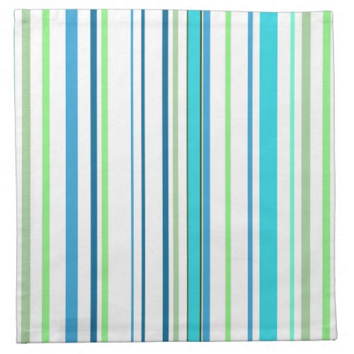 Aqua Blue Green Beach Color Stripes Cloth Napkin