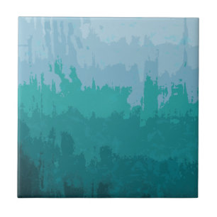 Aqua Blue Green Color Mix Ombre Grunge Design Tile