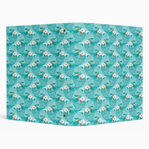 Aqua blue green flying ducks tessellation pattern 3 ring binder