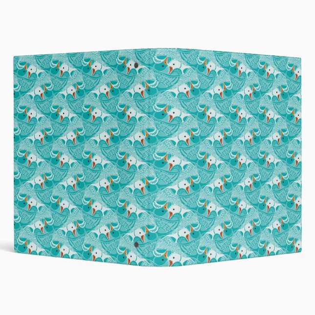 Aqua blue green flying ducks tessellation pattern 3 ring binder (Background)