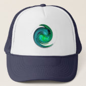 AQUA BLUE GREEN LIGHT VORTEX Fractal Swirl  Trucker Hat (Front)