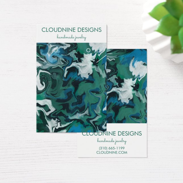 Aqua Blue Green Swirls Earring Necklace Jewelry (Desk)
