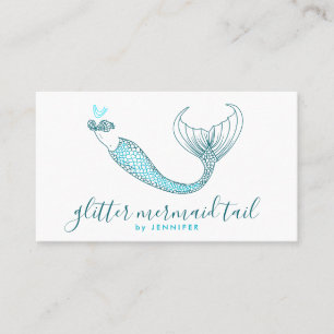 Aqua Blue Green Tail Mermaid Business Card