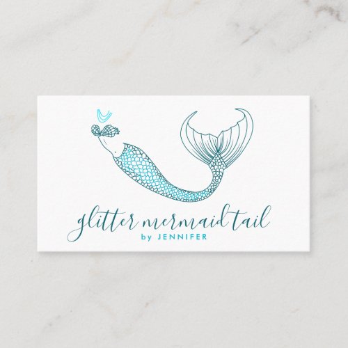 Aqua Blue Green Tail Mermaid Business Card