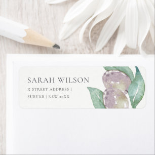 AQUA BLUE GREEN WATERCOLOUR FOLIAGE OLIVE ADDRESS LABEL