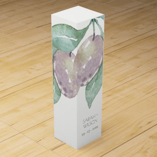 AQUA BLUE GREEN WATERCOLOUR FOLIAGE OLIVE MONOGRAM WINE GIFT BOX