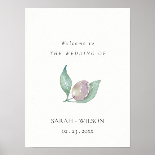 AQUA BLUE GREEN WATERCOLOUR FOLIAGE OLIVE WEDDING POSTER