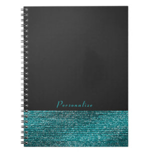 Aqua Blue & Grey Modern Glam Sequins Elegant Chic Notebook