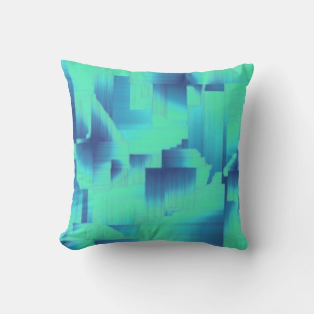 Aqua Blue Halls Throw Pillow (Front)