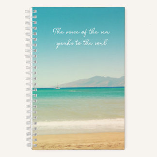 Aqua Blue Hawaiian Ocean Photo Spiral Notebook