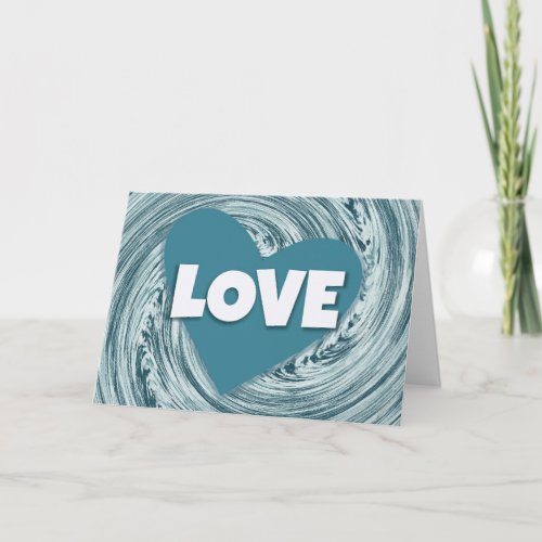 Aqua Blue Heart of Love Valentines Day Card