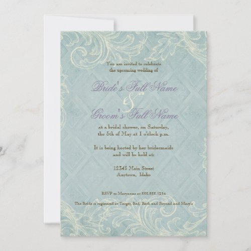 Aqua Blue Hydrangea Swirl Floral Flower Wedding Invitation