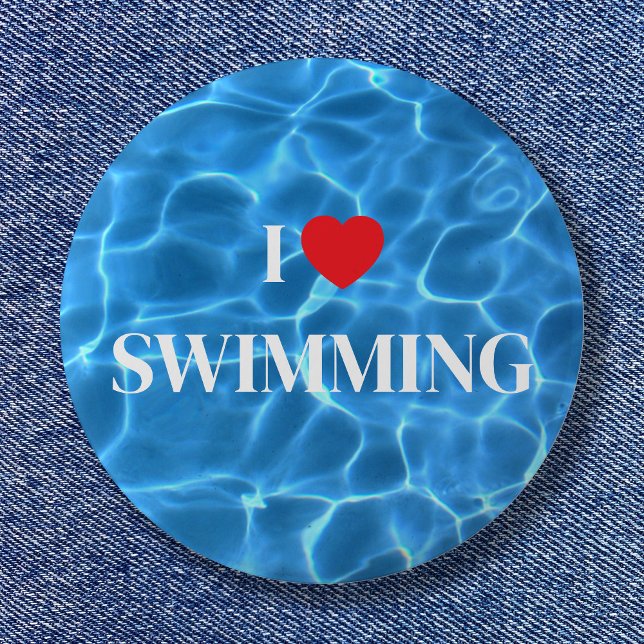 Aqua Blue I Love Swimming Pool Button (Aqua Blue I Love Swimming Pool Button)