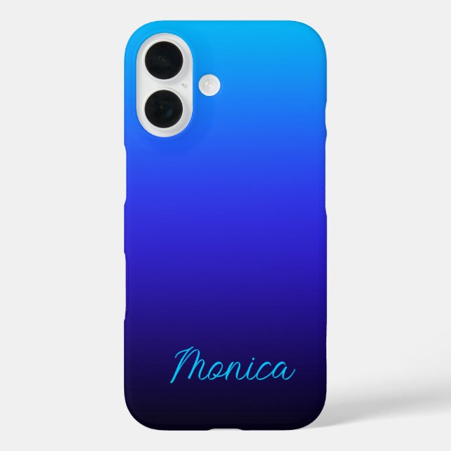 Aqua Blue Indigo and Black Ombre Case-Mate iPhone Case (Back)