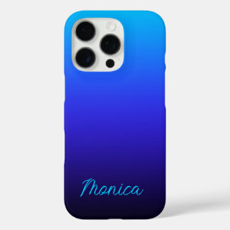 Aqua Blue Indigo and Black Ombre iPhone 16 Pro Case