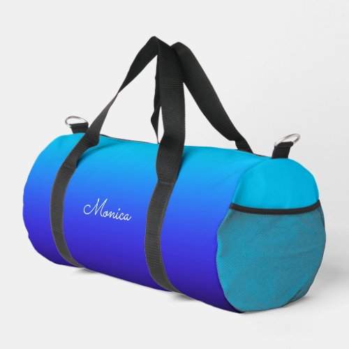 Aqua Blue Indigo and Black Ombre Duffle Bag