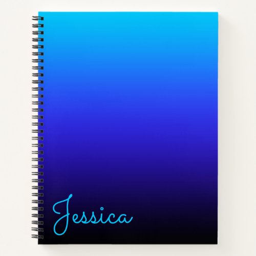 Aqua Blue Indigo and Black Ombre Notebook