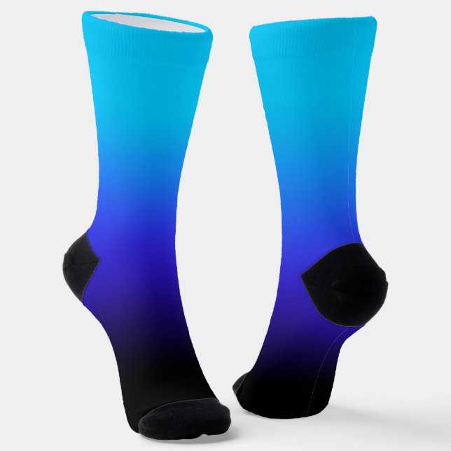 Aqua Blue Indigo and Black Ombre Socks (Angled)