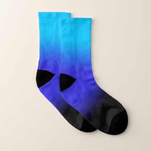 Aqua Blue Indigo Black Gradient Socks