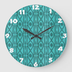 Aqua Blue Island Tribal Wall Clock