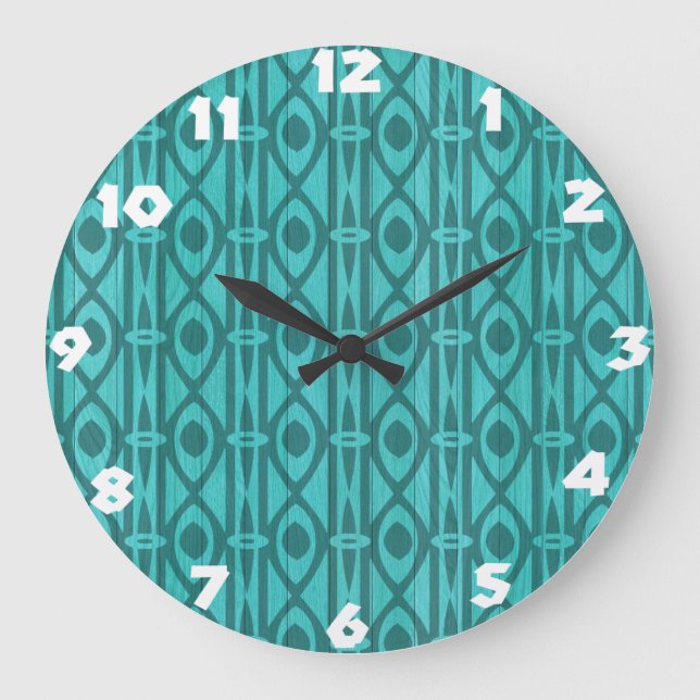 Aqua Blue Island Tribal Wall Clock (Front)