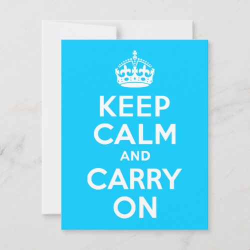 Aqua Blue Keep Calm and Carry On Personalized Invites