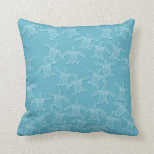 Aqua-blue Leatherback Sea Turtle Hatchlings Pillow