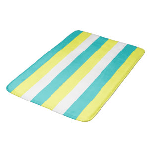 Lemon Yellow Bath Mats Rugs Zazzle Aqua Blue Lemon Yellow And White Stripes Bath Mat