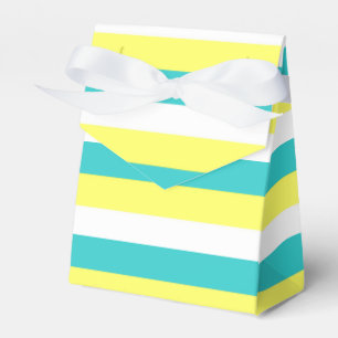 Aqua Blue, Lemon Yellow and White Stripes Favor Boxes
