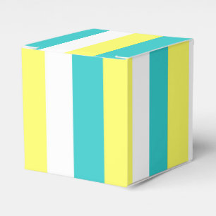 Aqua Blue, Lemon Yellow and White Stripes Favor Boxes