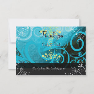 Aqua Blue Lemon Yellow Calla Lily Flower Thank You Card