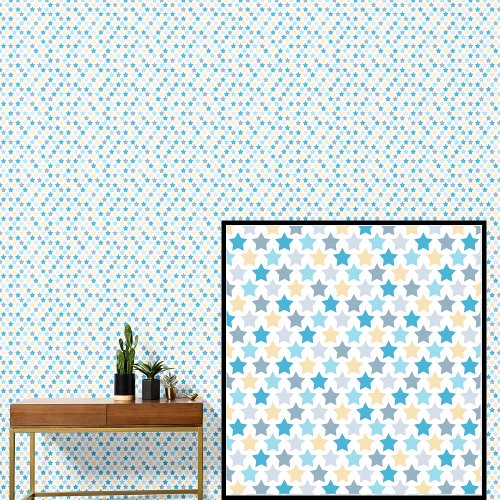 Aqua Blue Lemon Yellow Stars Wallpaper