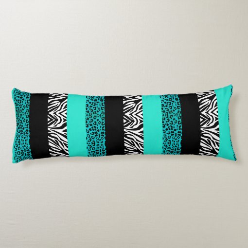 Aqua Blue Leopard and Zebra Animal Print Body Pillow Zazzle