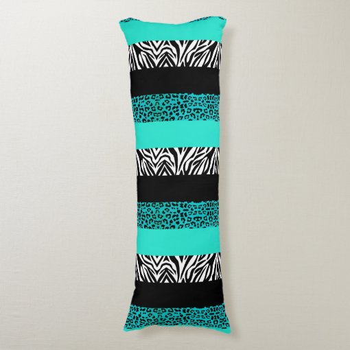 Aqua Blue Leopard and Zebra Animal Print Body Pillow Zazzle