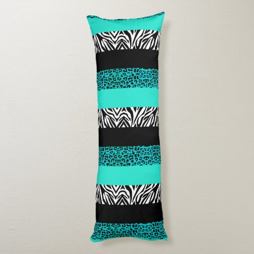 Aqua Blue Leopard and Zebra Animal Print Body Pillow Zazzle