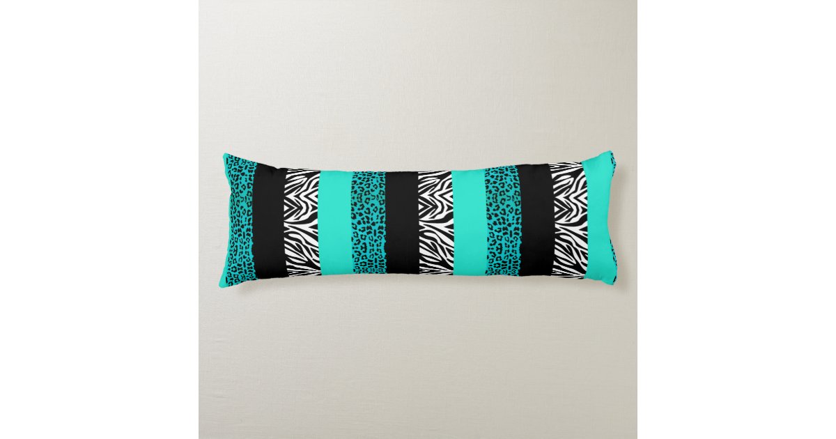 Aqua Blue Leopard and Zebra Animal Print Body Pillow Zazzle