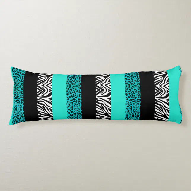 Aqua Blue Leopard and Zebra Animal Print Body Pillow Zazzle