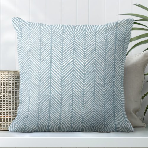 Aqua Blue Line Pattern Throw Pillow