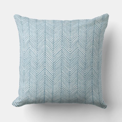 Aqua Blue Line Pattern Throw Pillow