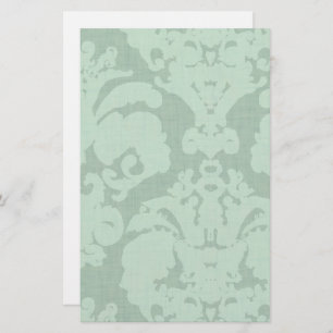 Aqua Blue Linen Damask Stationery