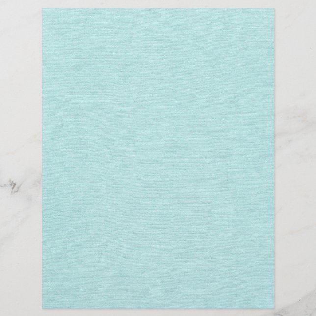 Aqua blue linen printed texture scrapbook paper (Front)