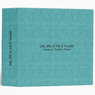 Aqua Blue Linen Texture Black Dr. Practice 3 Ring Binder
