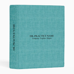 Aqua Blue Linen Texture Black Dr. Practice Mini Binder