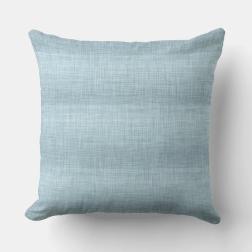 Aqua Blue Linen Texture Throw Pillow