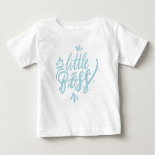 Aqua Blue Little Boss Calligraphy with Crown Baby T-Shirt