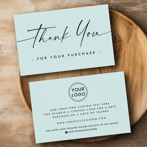 Aqua blue logo handwritten script thank you insert