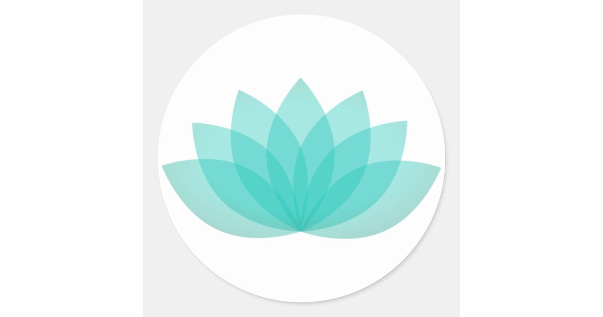 Aqua Blue Lotus Flower Classic Round Sticker | Zazzle