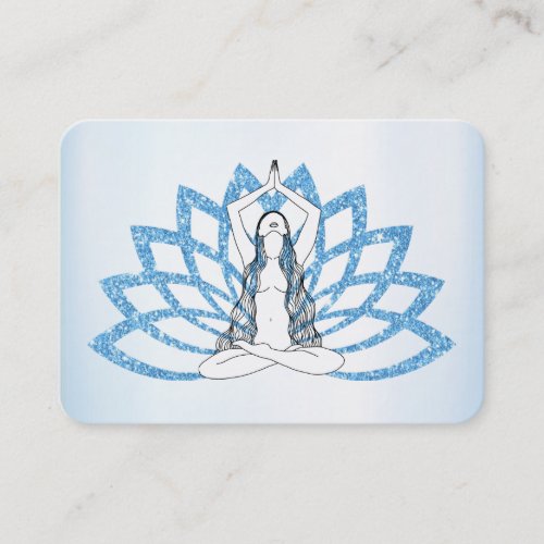  Aqua Blue Lotus  Yoga  Woman Healing Energy   Business Card