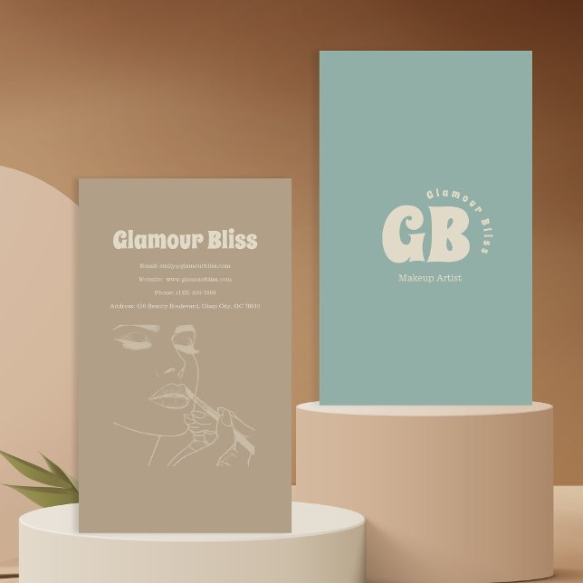 Aqua Blue Makeup Artist Salon Business Card (Creator Uploaded)